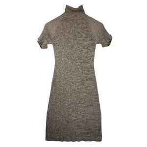 Moda International Y2K Sweater Dress Women’s SZ S Brown Heather Turtleneck Knit